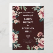 Einladung von Brown Peach floral Wedding (Vorne/Hinten)