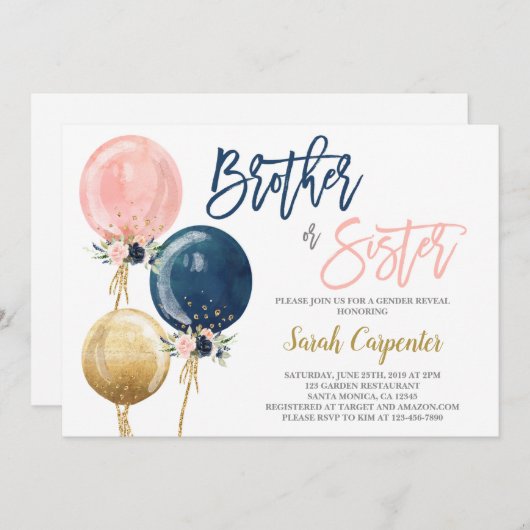 Einladung von Bruder oder Schwester zur Geschlecht (Vorne/Hinten)