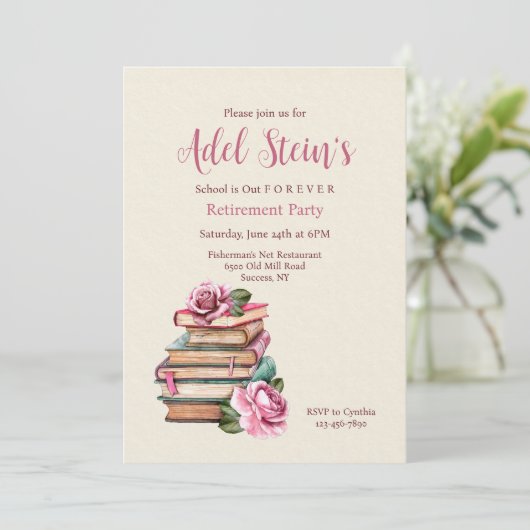 Einladung von Büchern und Rose (Stehend Vorderseite)