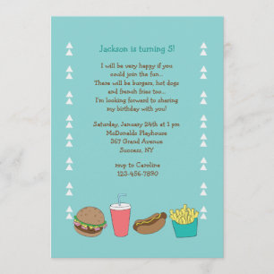 Einladung von Burgers Hot Dogs and Fries