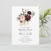 Einladung von Burgund Berry und Blush (Stehend Vorderseite)