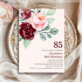 Einladung von Burgund Floral zum 85. Geburtstag
