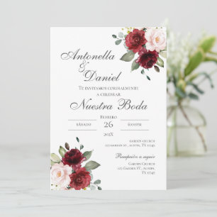 Einladung von Burgund Floral zur Hochzeit auf Span