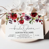 Einladung von Burgund & Roten Blume Brautdusche