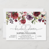 Einladung von Burgund & Roten Blume Brautdusche (Vorderseite)