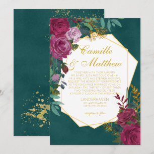Einladung von Burgund und Emerald Wedding