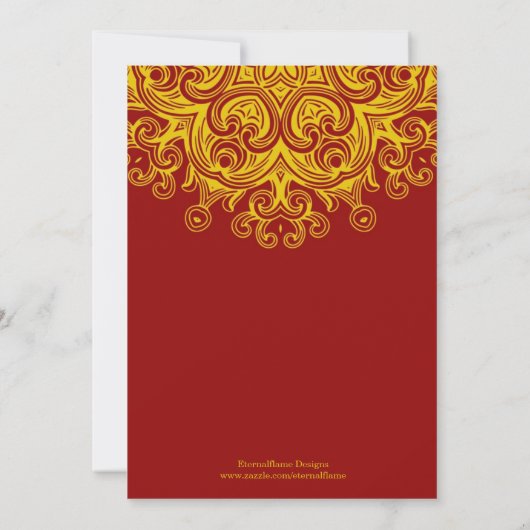 Einladung von Burgund und Gelb zur Hochzeit (Rückseite)