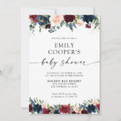 Einladung von Burgund und Navy-Baby-Dusche (Vorderseite)