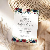 Einladung von Burgund und Navy-Baby-Dusche