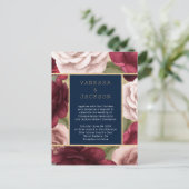 Einladung von Burgund und Navy Blue Wedding Postkarte (Stehend Vorderseite)