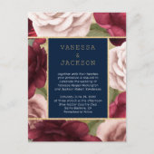 Einladung von Burgund und Navy Blue Wedding Postkarte (Vorderseite)