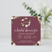 Einladung von Burgund und Rose Blumendusche (Stehend Vorderseite)