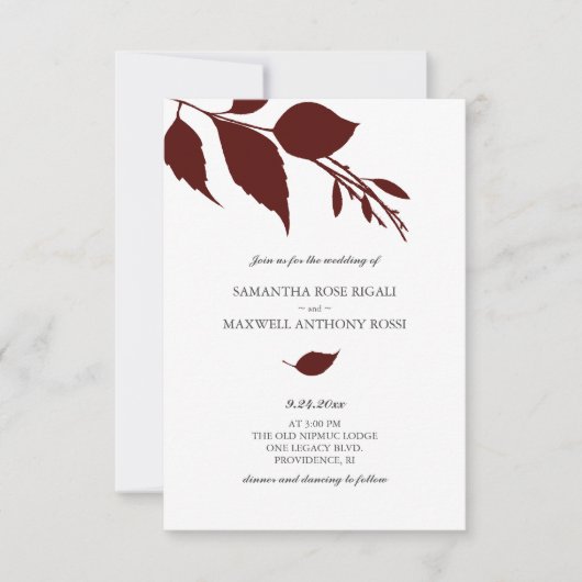 Einladung von Burgund zur Hochzeit mit QR-Code (Vorderseite)