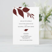 Einladung von Burgund zur Hochzeit mit QR-Code (Stehend Vorderseite)