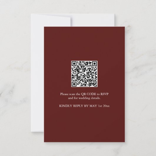 Einladung von Burgund zur Hochzeit mit QR-Code (Rückseite)