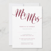 Einladung von Burgund zur Hochzeit von Herrn & Fra (Vorderseite)