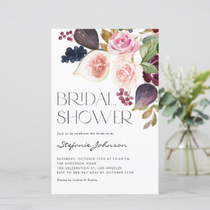 Einladung von Burgunder Blume und Figs Bridal Dusc