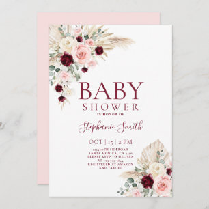 Einladung von Burgundy and Pink Baby Shower Girl