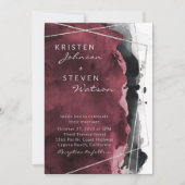 Einladung von Burgundy Black & Silver Wedding (Vorderseite)