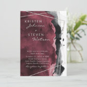 Einladung von Burgundy Black & Silver Wedding (Stehend Vorderseite)