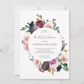 Einladung von Burgundy Blume Wreath Bridal Dusche (Vorderseite)