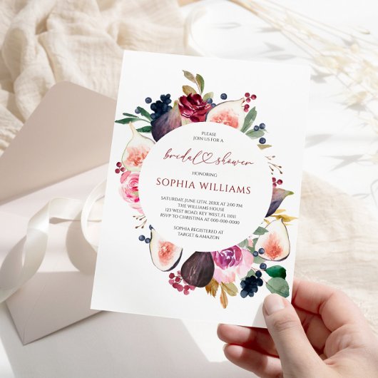 Einladung von Burgundy Blume Wreath Bridal Dusche