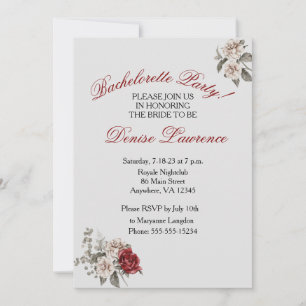 Einladung von Burgundy Blush White Junggeselinnen-
