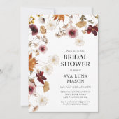 Einladung von Burgundy Boho Fall Floral Bridal Dus (Vorderseite)