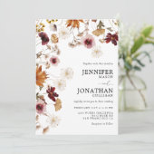 Einladung von Burgundy Boho Fall Floral Wedding (Stehend Vorderseite)