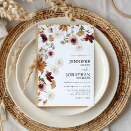 Einladung von Burgundy Boho Fall Floral Wedding