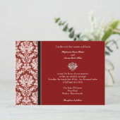 Einladung von Burgundy Classic Damask (Stehend Vorderseite)