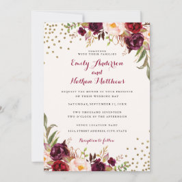 Einladung von Burgundy Confetti Floral Wedding