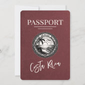 Einladung von Burgundy Costa Rica Passport Hochzei (Rückseite)
