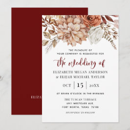 Einladung von Burgundy Fall Floral Wedding