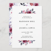 Einladung von Burgundy Fall Floral Wedding (Vorne/Hinten)