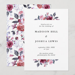 Einladung von Burgundy Fall Floral Wedding