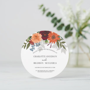 Einladung von Burgundy Fall Garden Floral Wedding