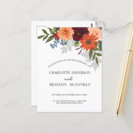 Einladung von Burgundy Fall Garden Floral Wedding Postkarte