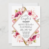 Einladung von Burgundy Floral Couple Polterabend (Vorderseite)