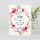 Einladung von Burgundy Floral Couple Polterabend (Stehend Vorderseite)