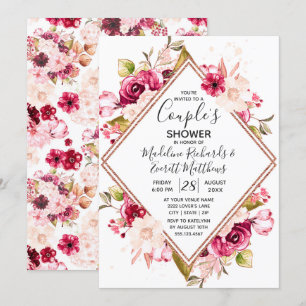 Einladung von Burgundy Floral Couple Polterabend