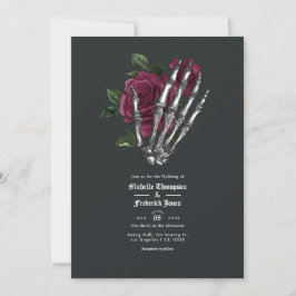 Einladung von Burgundy Floral Gothic Wedding QR Co