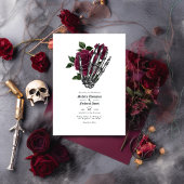Einladung von Burgundy Floral Gothic Wedding QR Co
