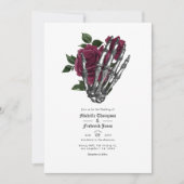 Einladung von Burgundy Floral Gothic Wedding QR Co (Vorderseite)