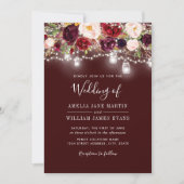 Einladung von Burgundy Floral Lights Hochzeit (Vorderseite)