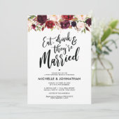 Einladung von Burgundy Floral Post Wedding Brunch (Stehend Vorderseite)