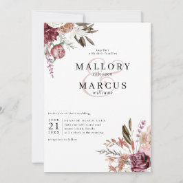 Einladung von Burgundy Floral Wedding