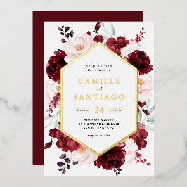 Einladung von Burgundy Floral Wedding