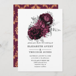 Einladung von Burgundy Floral Wedding