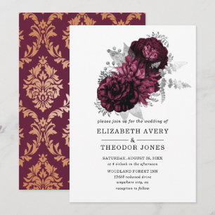 Einladung von Burgundy Floral Wedding